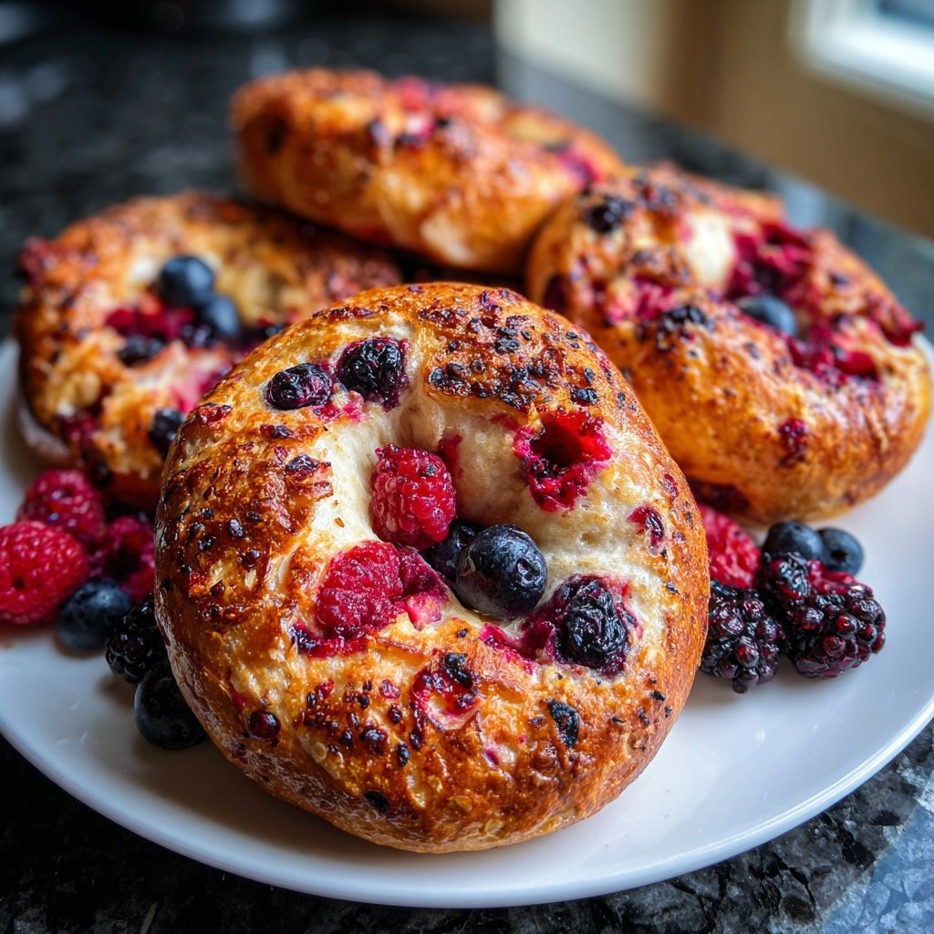Protein Bagels with Berries Mix In