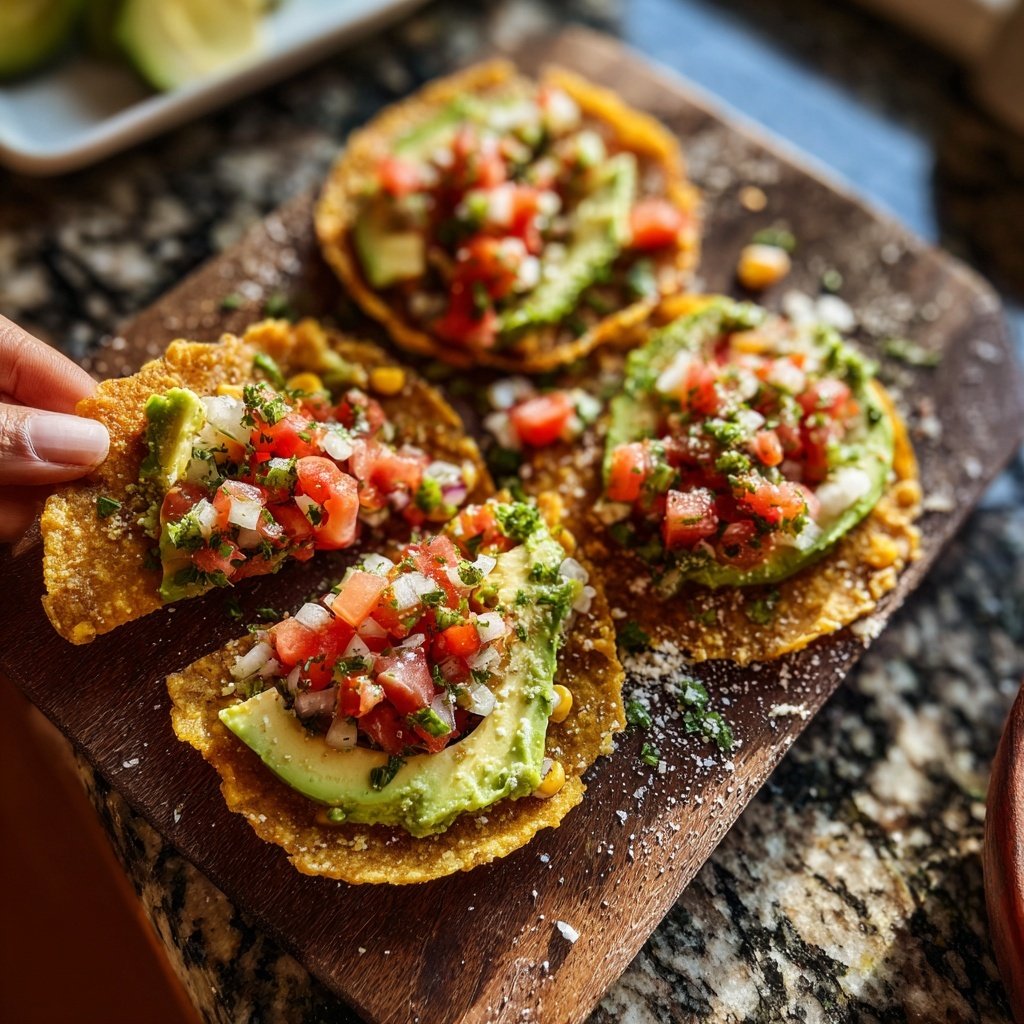 Crispy Avocado Corn Tostadas