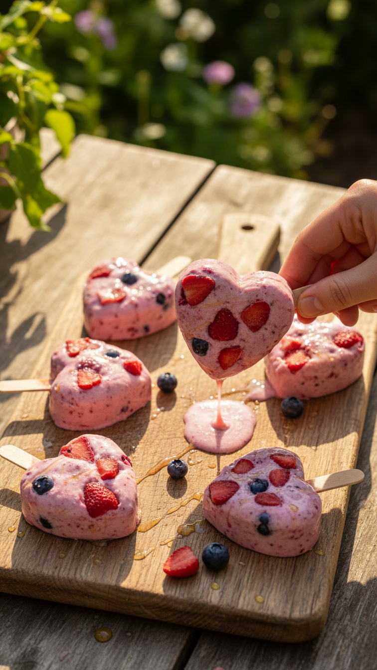 Valentine's Berry Smoothie Pops