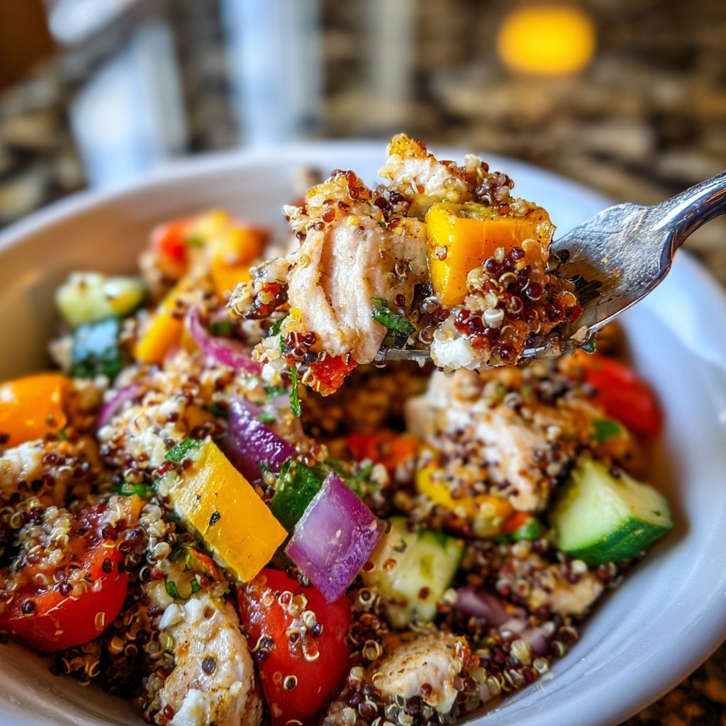 Greek Chicken Red Quinoa Salad