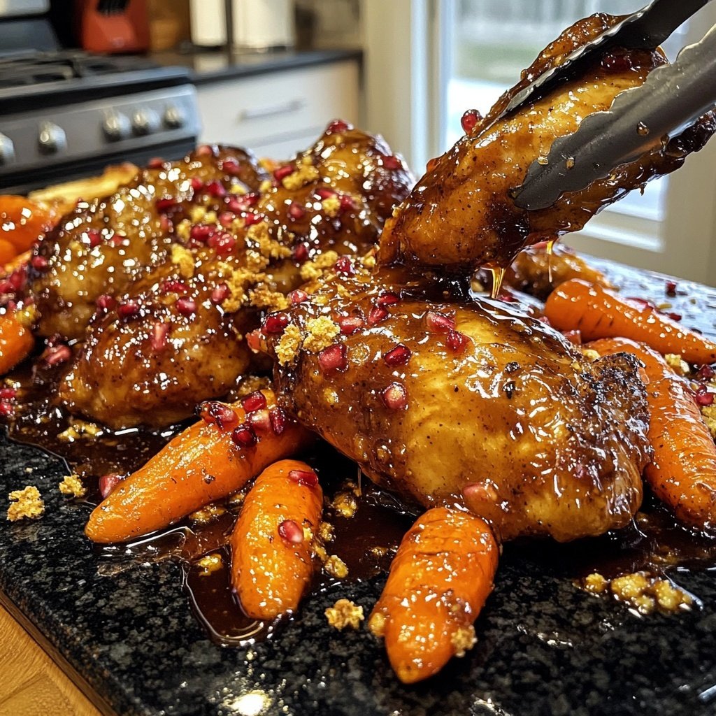 Pomegranate Molasses-Glazed Chicken and Carrots