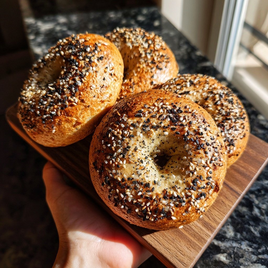 Protein Bagels with Sesame Seeds Crispy