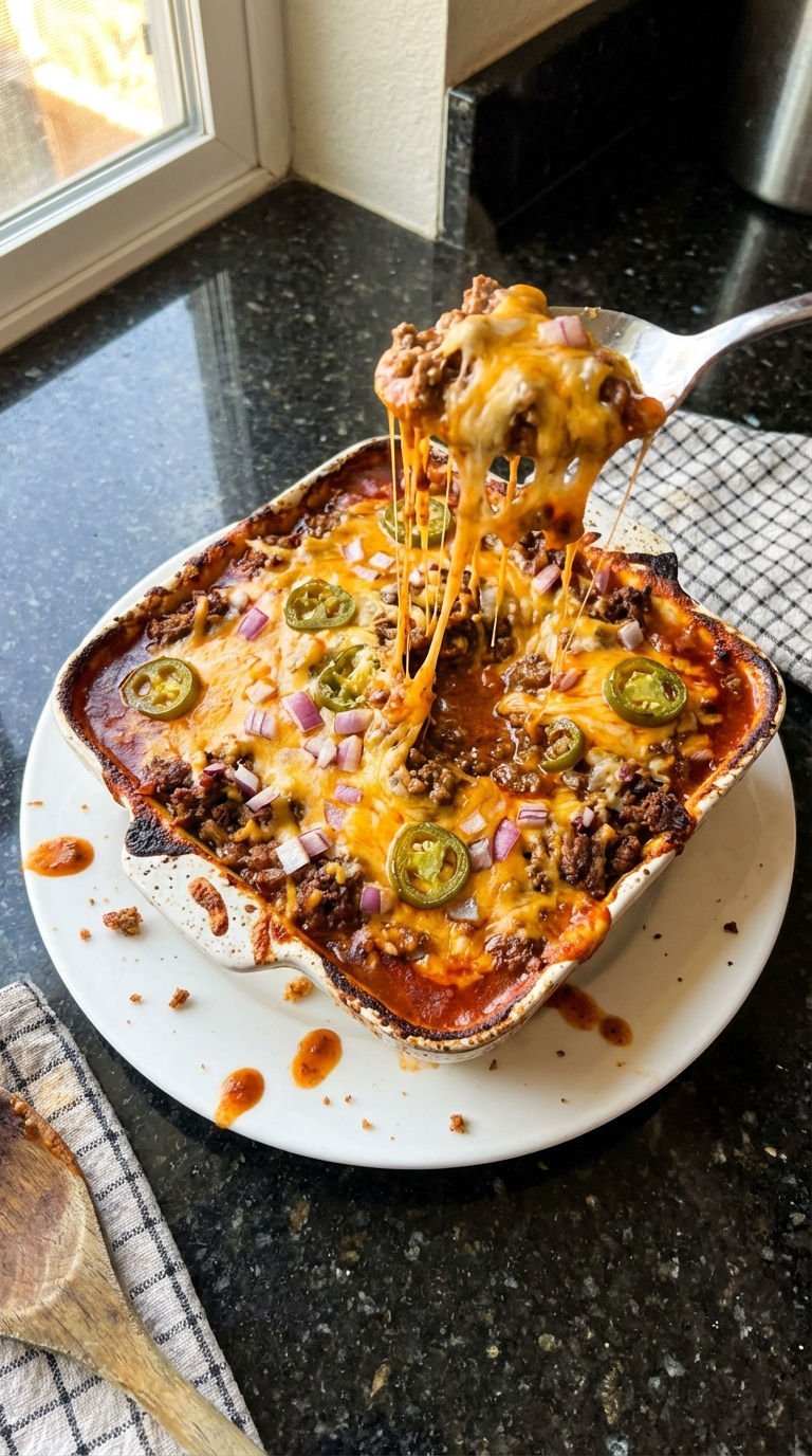 Savory Chili Cheese Beef Bake
