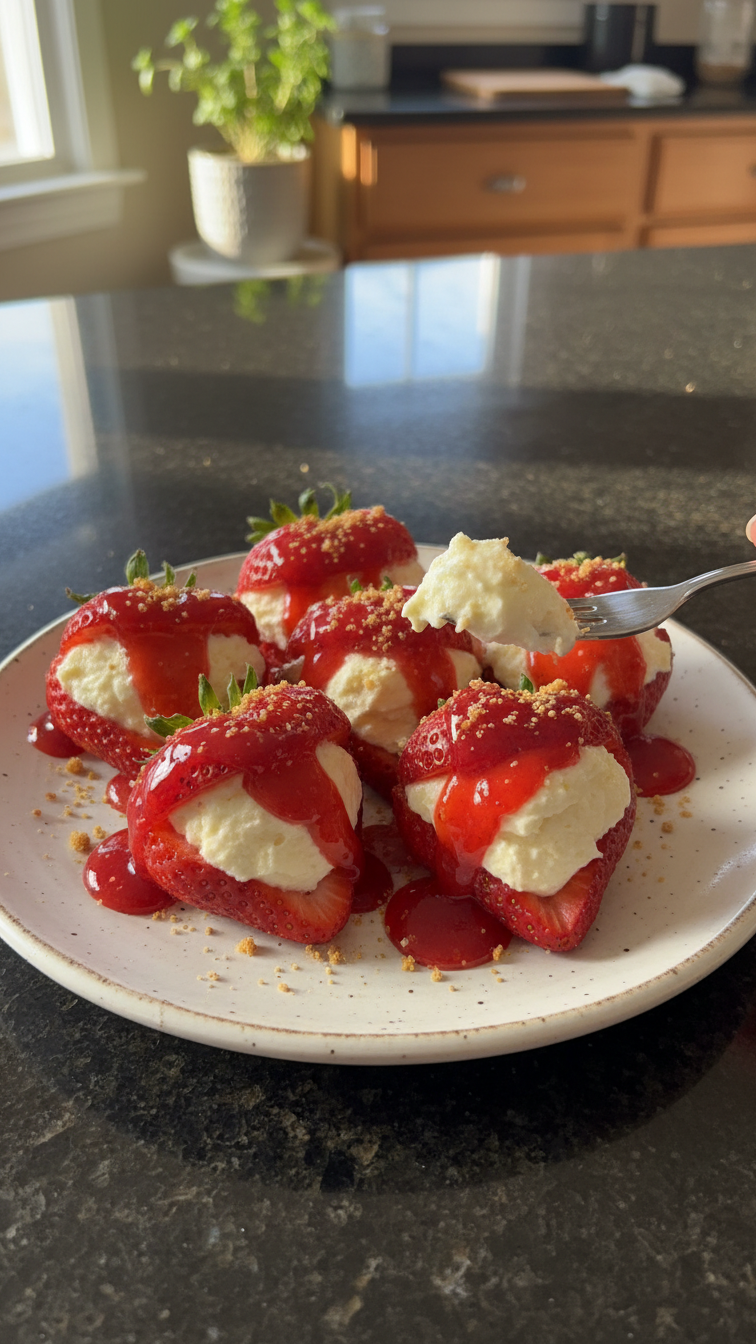 Sweetheart Cheesecake Stuffed Strawberries