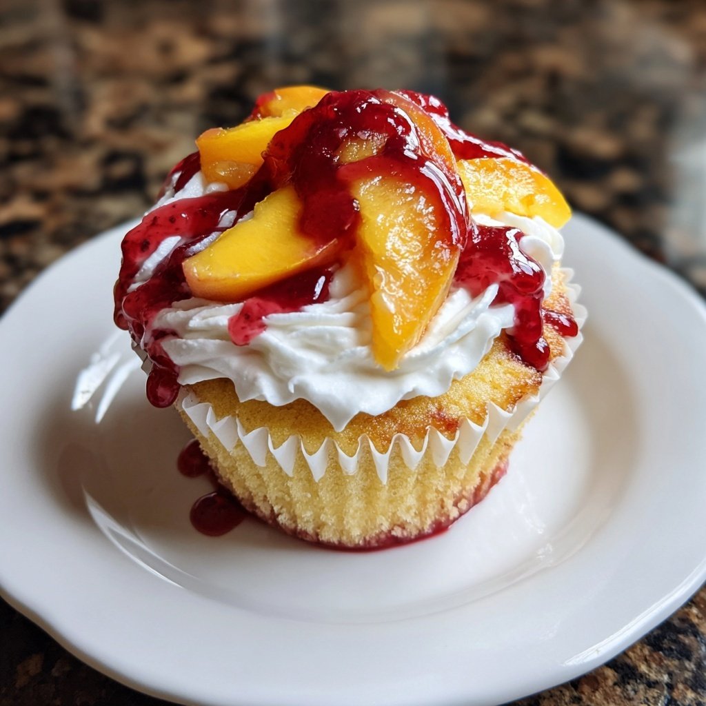 Peach Melba Cupcake Creation