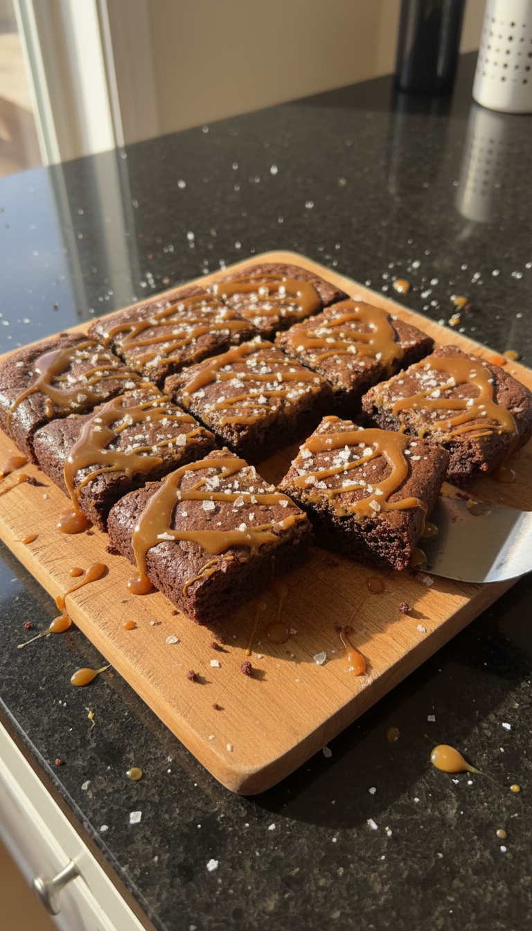 Salted Caramel Sourdough Brownie Bars