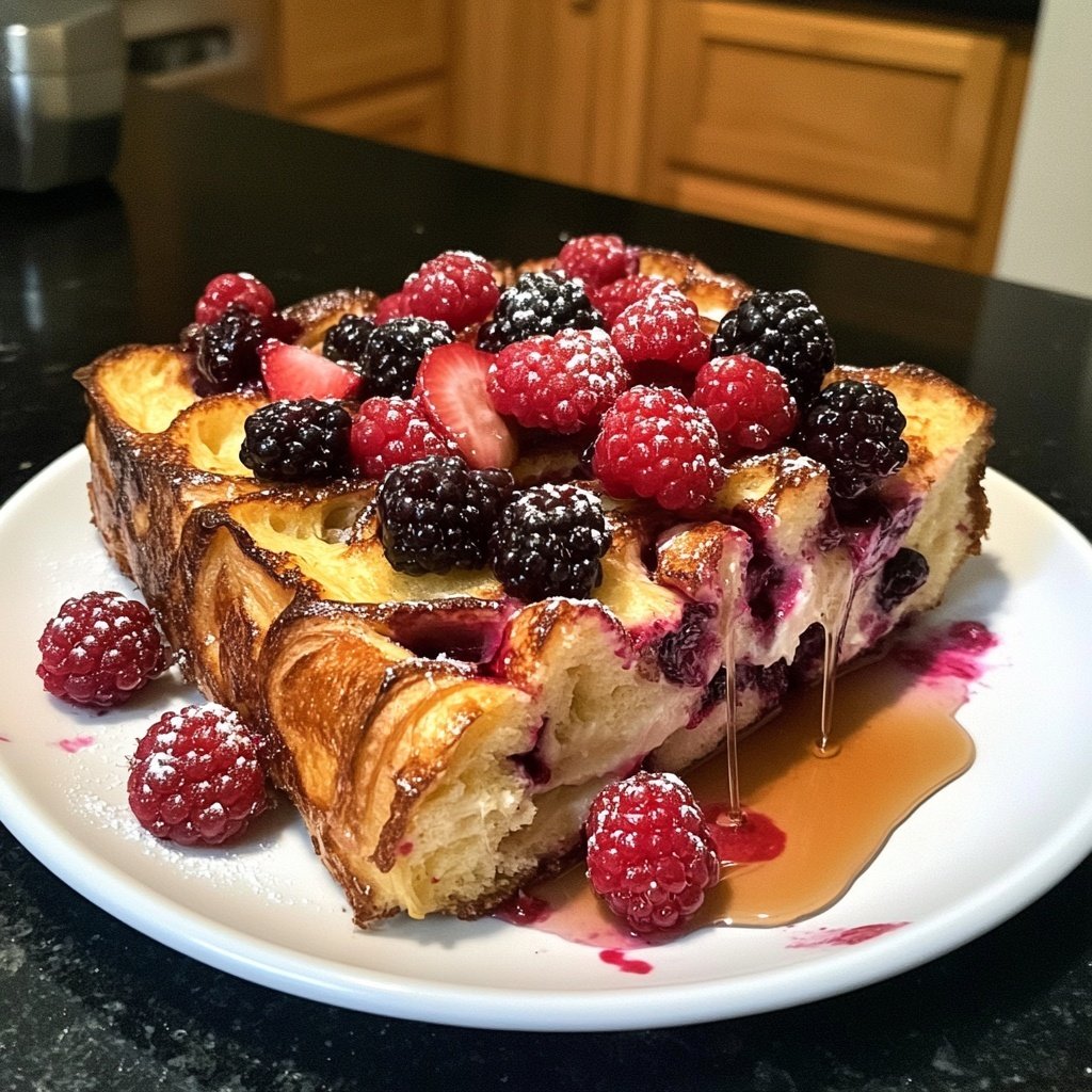 Festive Berry Croissant French Toast Bake​