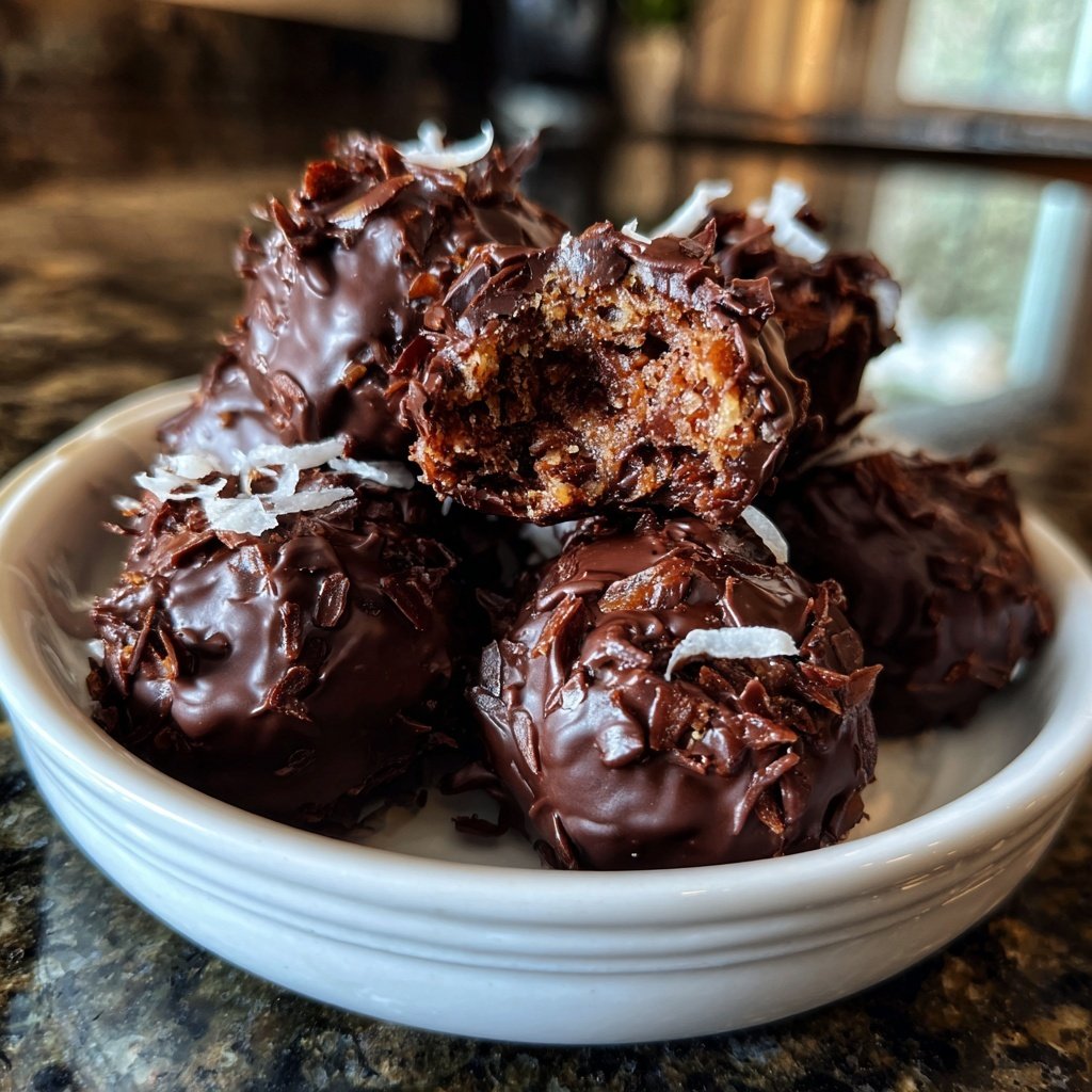 Dark Chocolate-Covered Coconut Bites