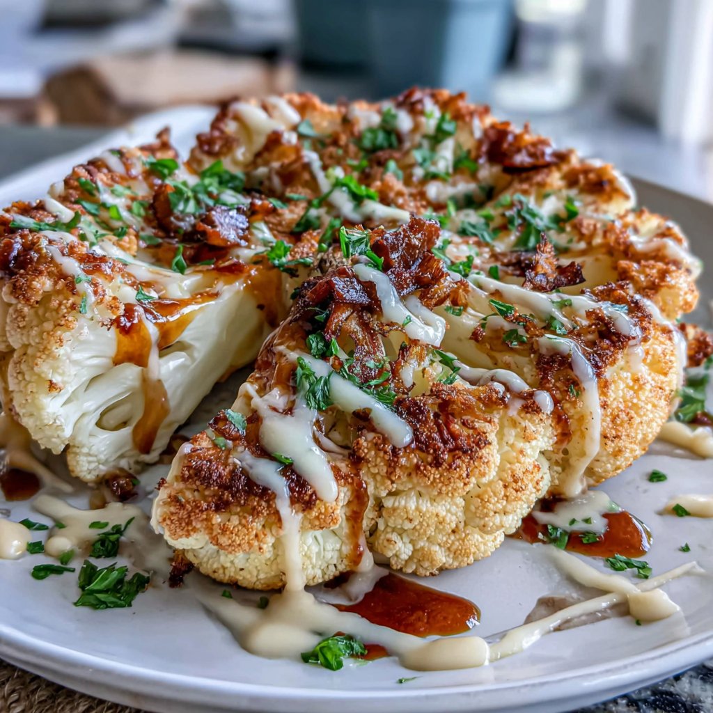 Roasted Cauliflower Steaks with Tahini-Maple