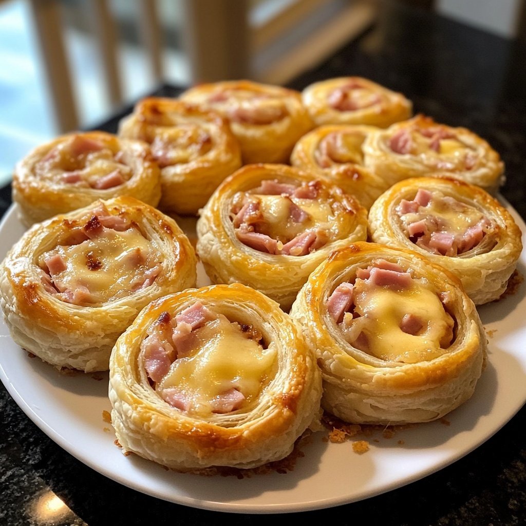 Easy Ham and Cheese Puff Pastry Pinwheels