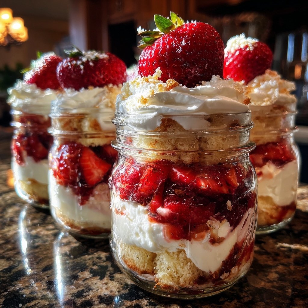Layered Strawberry Shortcake Jars