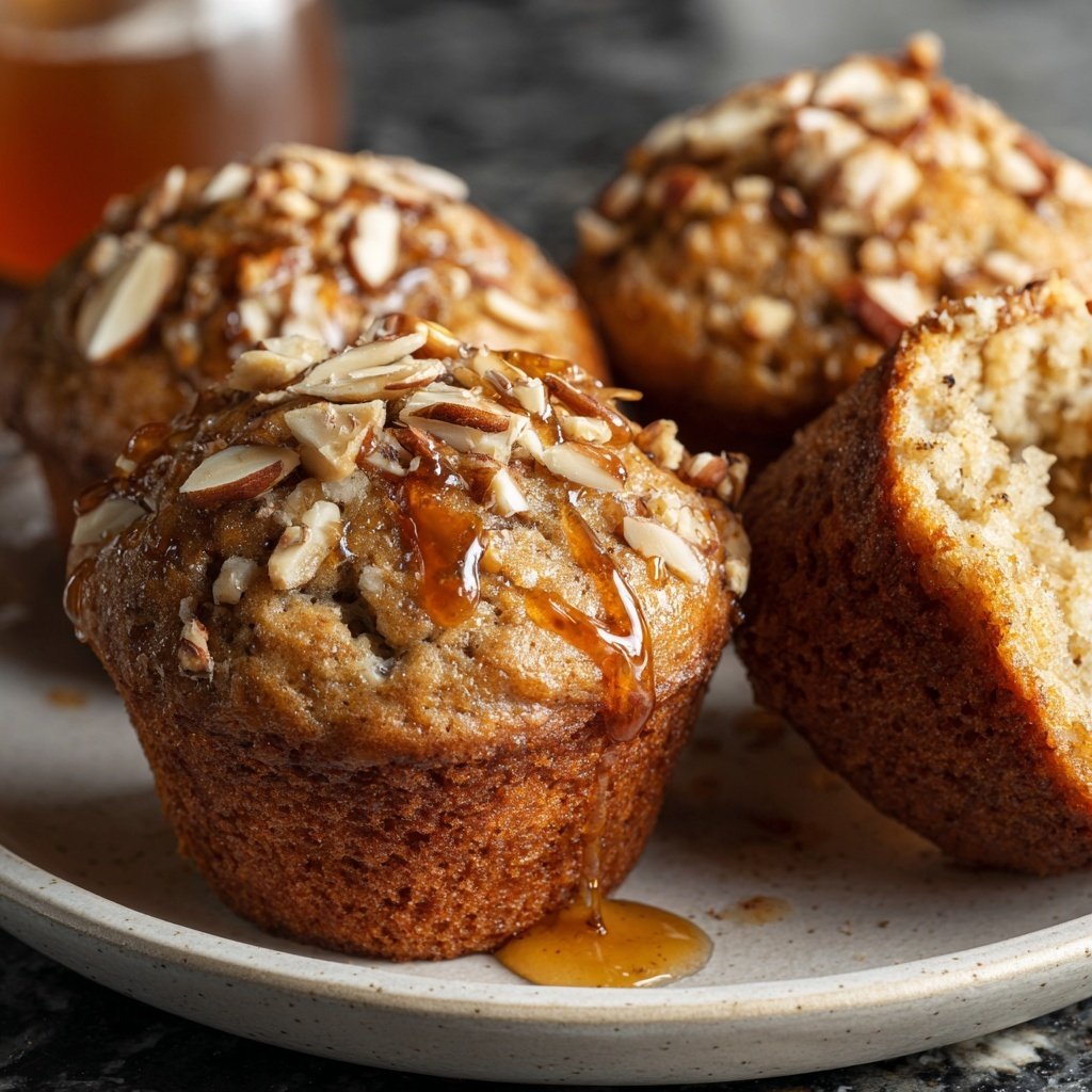Banana Almond Muffins with Honey