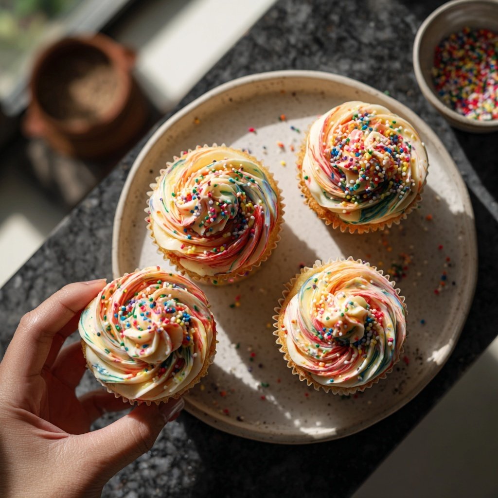 Marble Cupcakes with Sprinkles