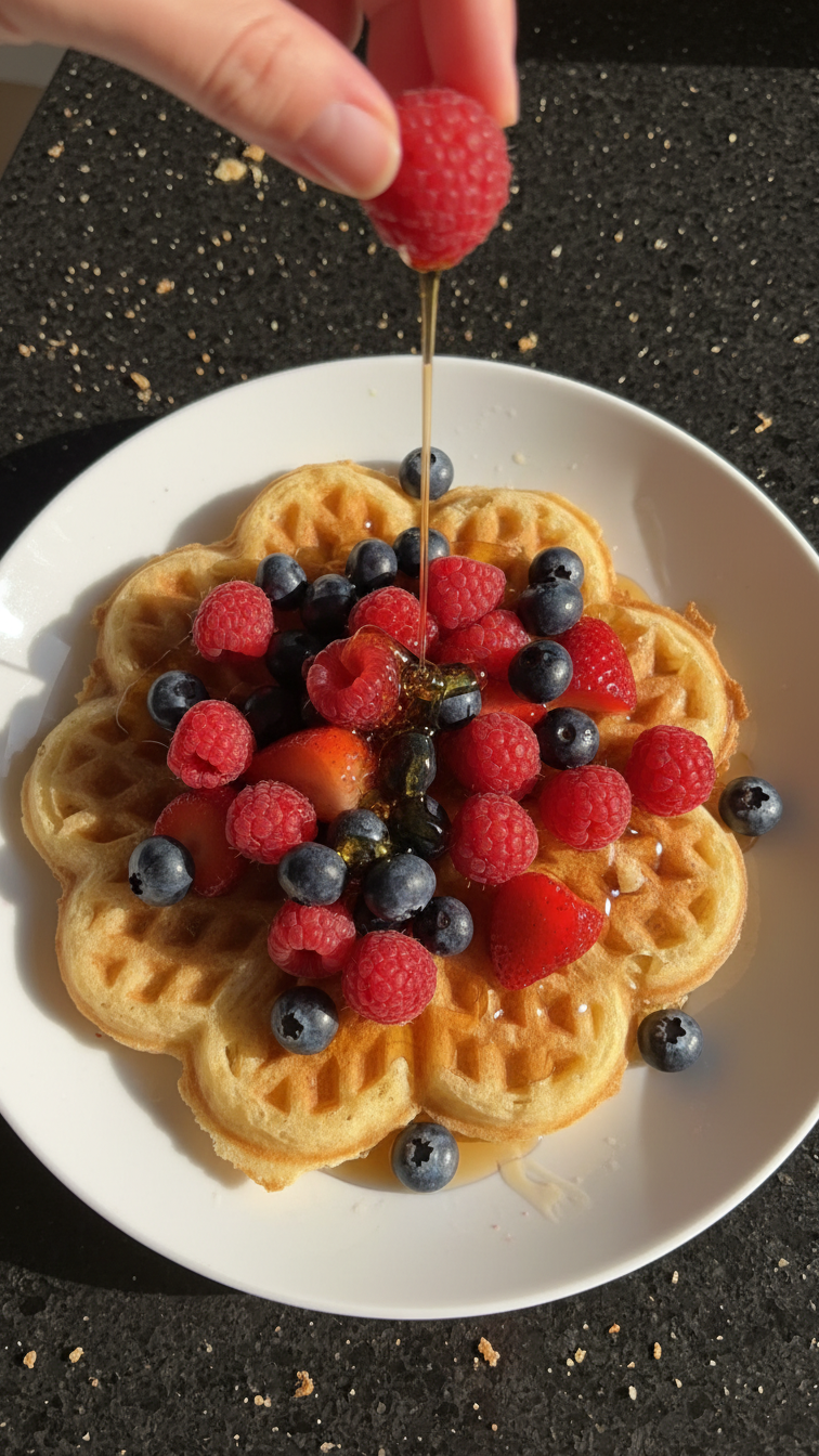 Sweetheart Waffles with Berries